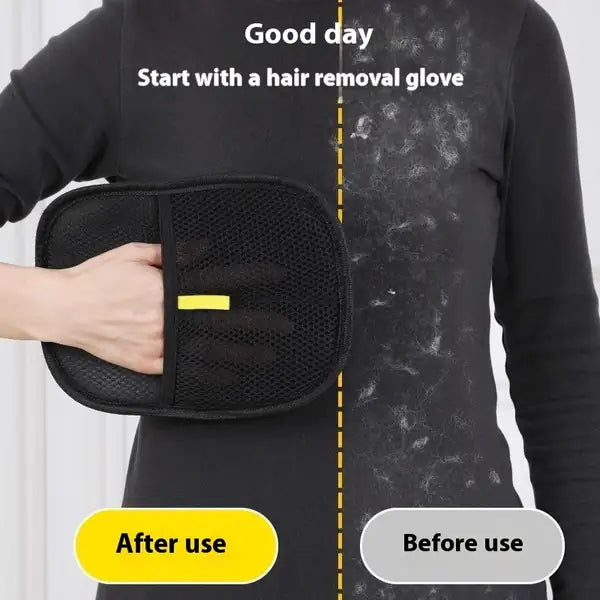 Fabric before and after being wiped with the glove